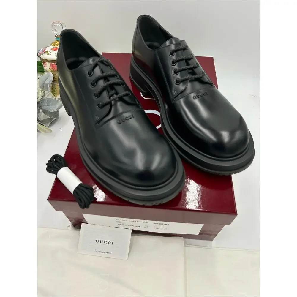 Men's Gucci Leather lace up, Derby shoes size 12 fits 12.5 US made in Italy